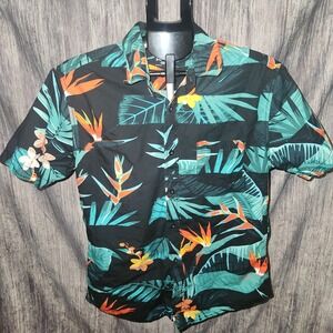 Tony Hawk Mens Medium Hawaiian Print Button Up‎ Shirt Short Sleeve Tropical